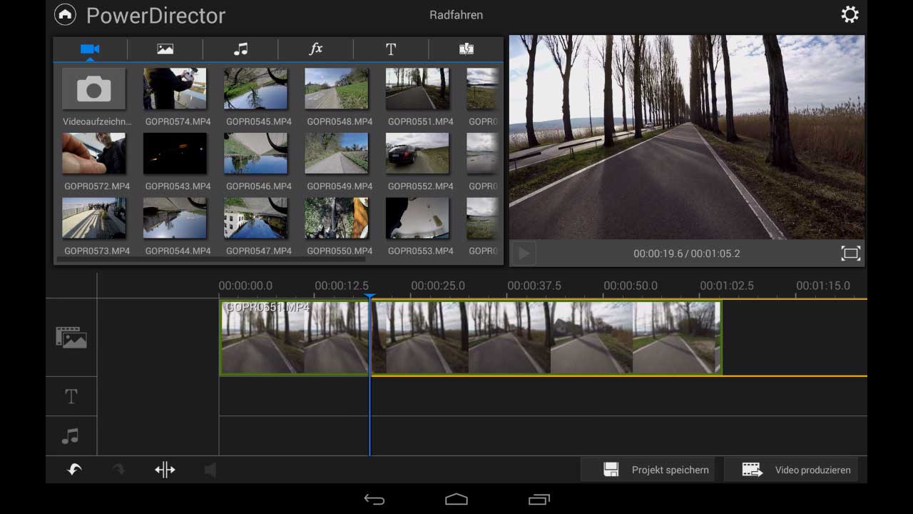 PowerDirector Mobile Oberflae web
