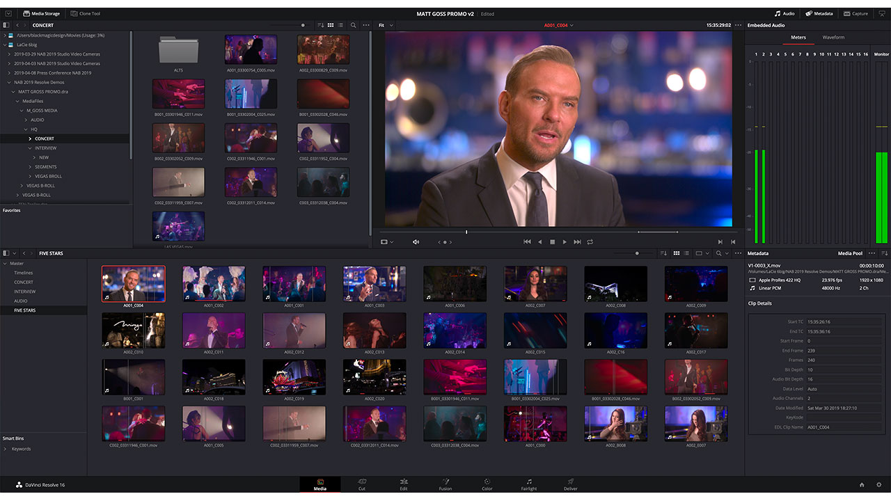 DaVinci Resolve 16 Media web