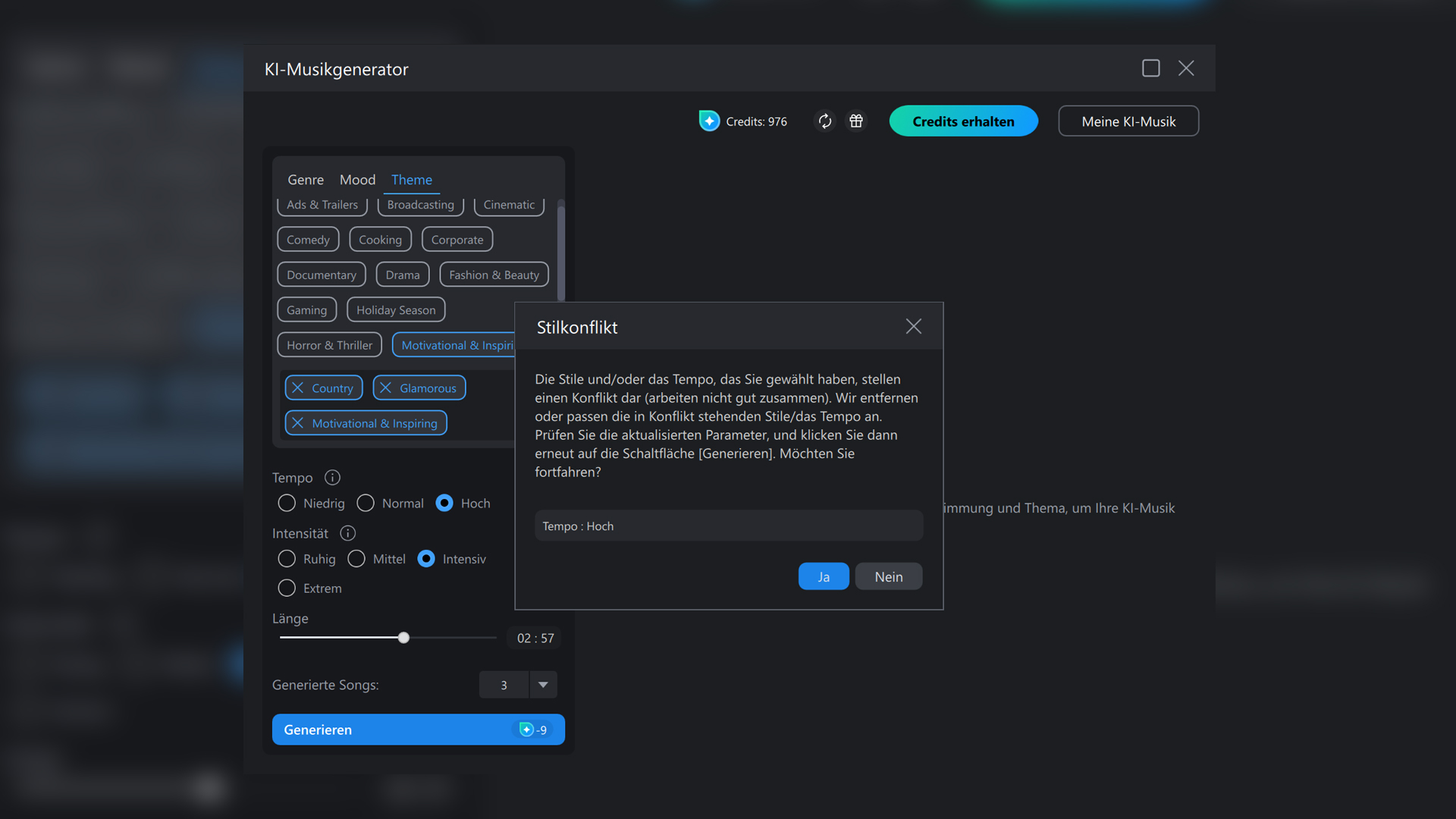 Cyberlink PowerDirector KI Musikgenerator