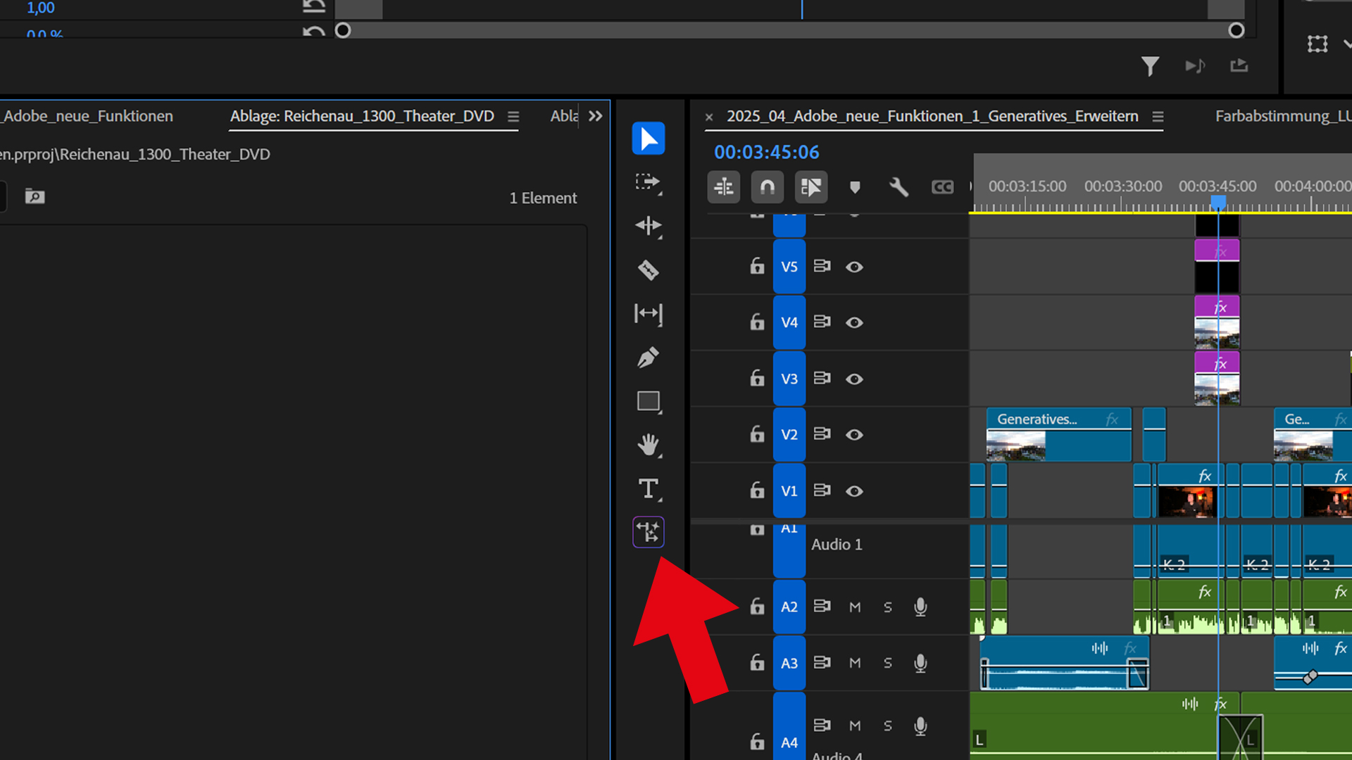 Adobe Generatives Erweitern Mauszeiger