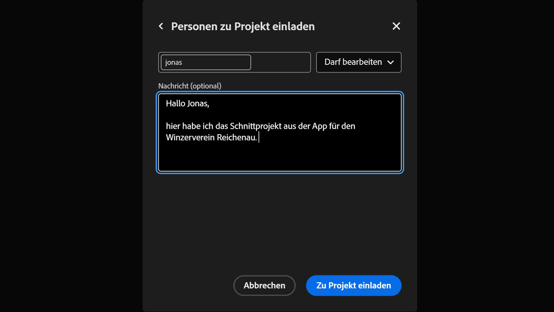 Adobe PremiereApp Pro Effekte Einladung