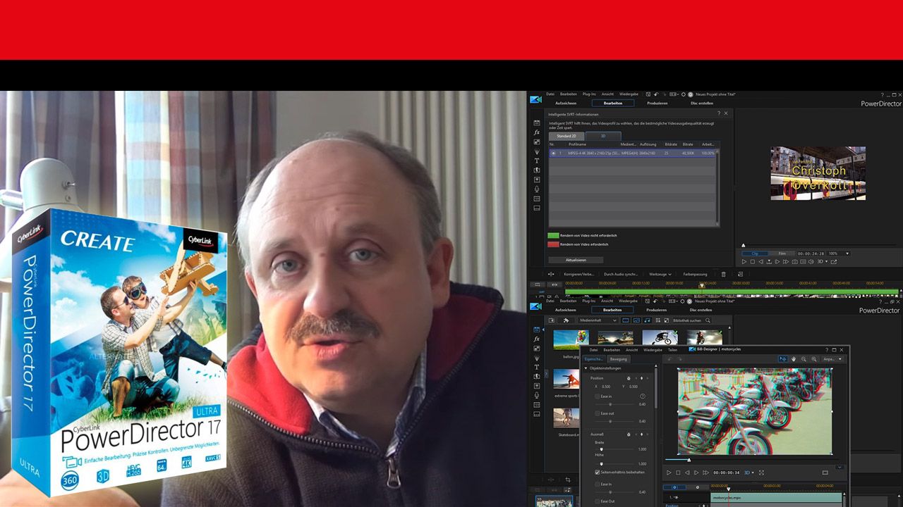 CyberLink PowerDirector 17 Ultra: Schnittsoftware im Test - Motion-Tracking ausprobiert